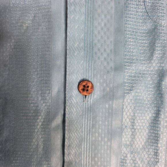 Jos A Bank Shirt Mens Large Blueish Green 100% Silk‎ Hawaiian Short Sleeve - Picture 4 of 7